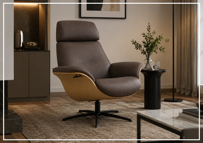 Fjords Falcon Manual Recliner Chair with Swivel Base & Footstool-Sofabed