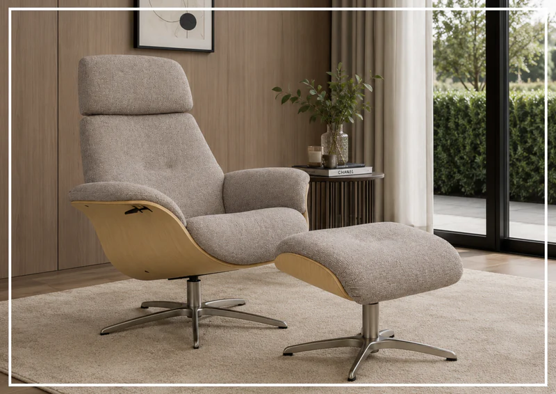 Fjords Falcon Manual Recliner Chair with Swivel Base & Footstool-Sofabed