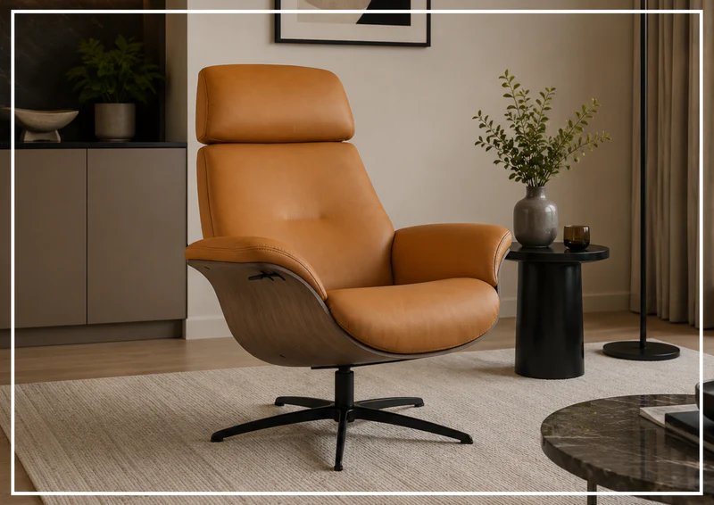 Fjords Falcon Manual Recliner Chair with Swivel Base & Footstool-Sofabed