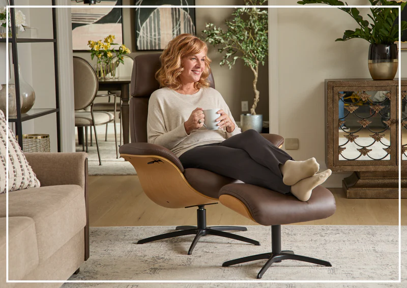 Fjords Falcon Manual Recliner Chair with Swivel Base & Footstool-Sofabed