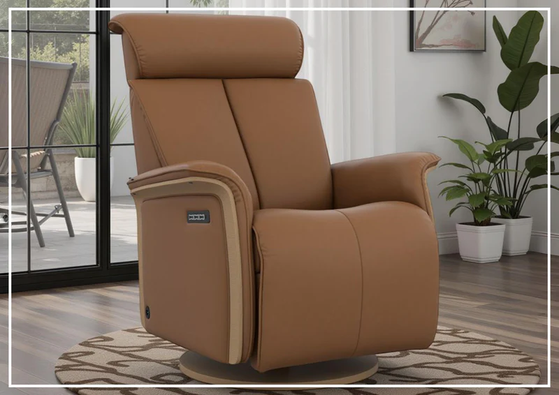 Fjords Jewel Leather Recliner Chair with Swivel & Gliding Motion-Sofabed