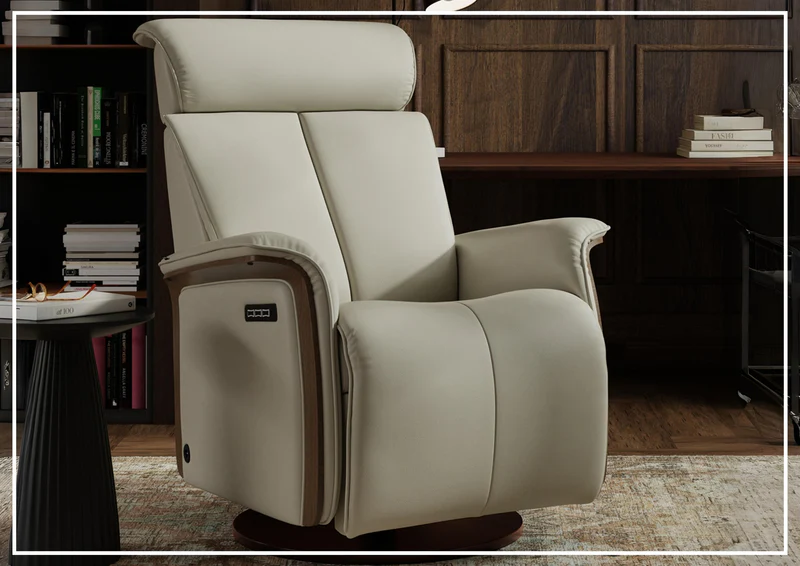 Fjords Jewel Leather Recliner Chair with Swivel & Gliding Motion-Sofabed