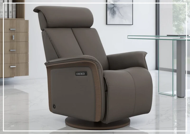 Fjords Jewel Leather Recliner Chair with Swivel & Gliding Motion-Sofabed
