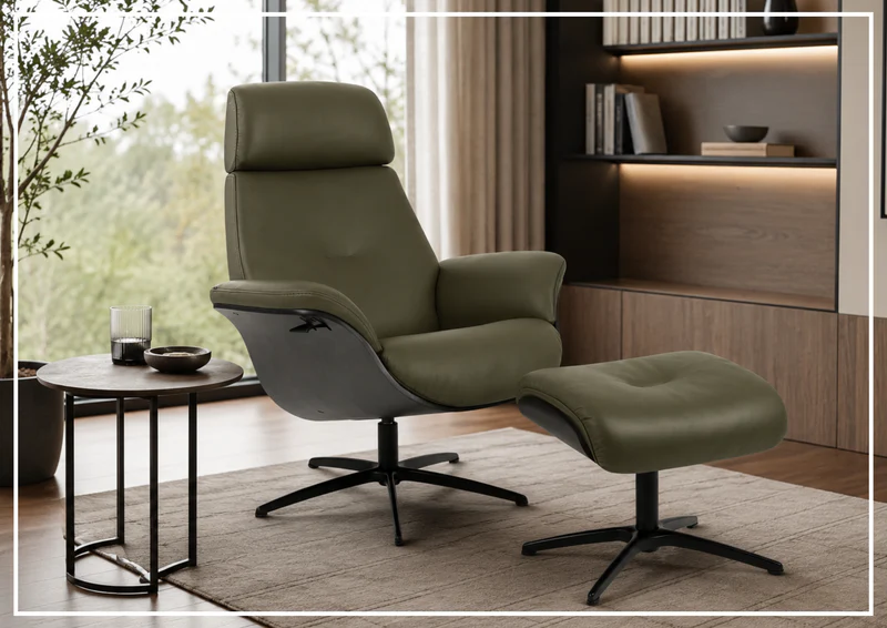 Fjords Falcon Manual Recliner Chair with Swivel Base & Footstool-Sofabed