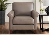 Hydeline Laguna Taupe Brown Leather Chair with Rolled Arms