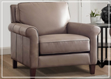 Hydeline Laguna Taupe Brown Leather Chair with Rolled Arms
