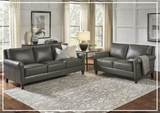 Hydeline Laguna Taupe Brown Leather Loveseat with Rolled Arms