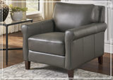 Hydeline Laguna Taupe Brown Leather Chair with Rolled Arms