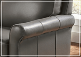 Hydeline Laguna Taupe Brown Leather Loveseat with Rolled Arms