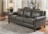 Hydeline Laguna Taupe Brown Leather 3-Seater Sofa with Rolled Arms