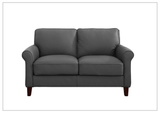 Hydeline Laguna Taupe Brown Leather Loveseat with Rolled Arms