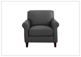 Hydeline Laguna Taupe Brown Leather Chair with Rolled Arms