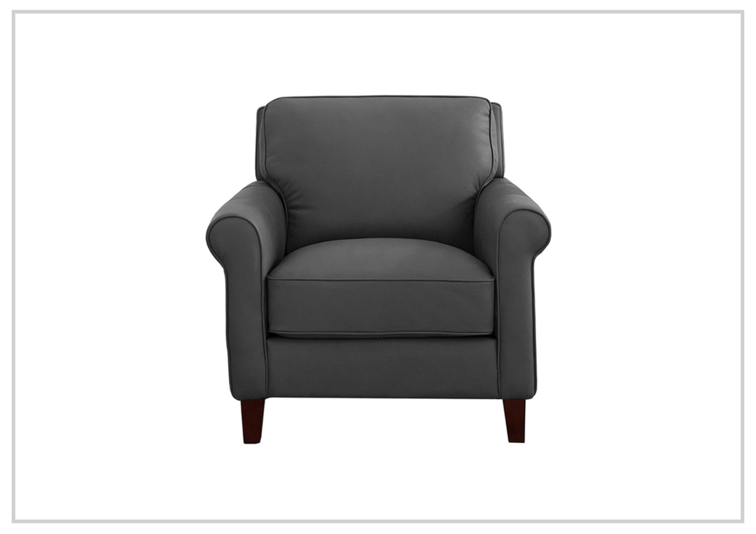 Hydeline Laguna Taupe Brown Leather Chair with Rolled Arms