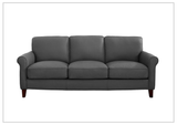 Hydeline Laguna Taupe Brown Leather 3-Seater Sofa with Rolled Arms