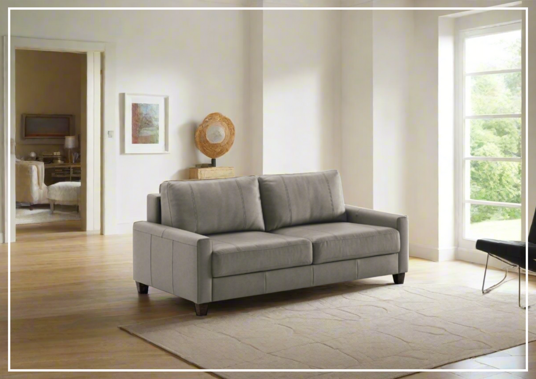 Luonto Nico Fabric Queen Sleeper Sofa With Nest Function and Walnut or Chrome Leg Finish-SOFABED