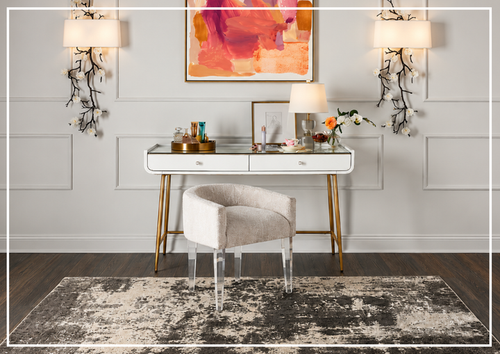 Universal Furniture Love Joy Bliss Fabric Vanity Chair with Acrylic Legs-Sofabed