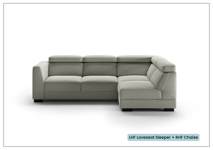 Luonto Halti Fabric Full XL Sectional Sleeper With Chaise Storage-SOFABED
