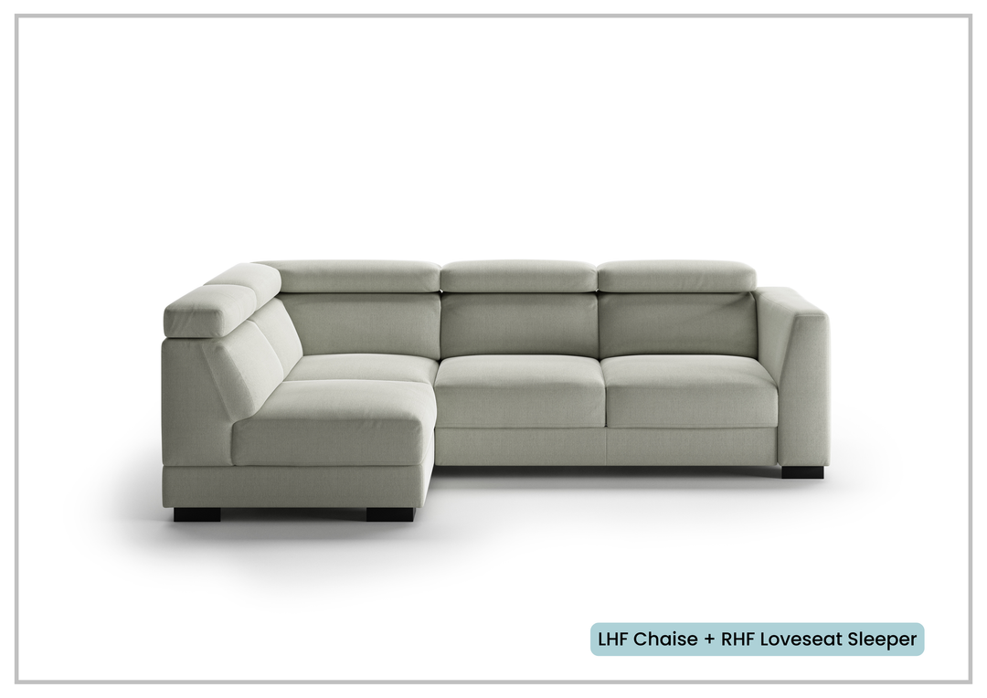 Luonto Halti Fabric Full XL Sectional Sleeper With Chaise Storage-SOFABED