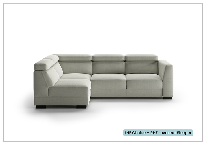 Luonto Halti Fabric Full XL Sectional Sleeper With Chaise Storage-SOFABED