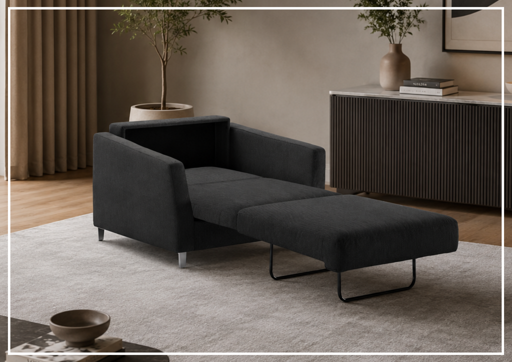 Luonto Monika Fabric Chair Cot Sleeper Sofa Bed With Color Options
