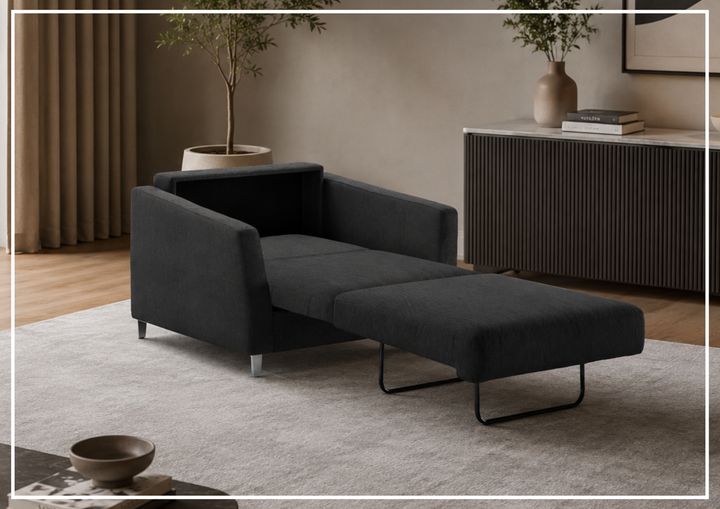 Luonto Monika Fabric Sleeper Sofa With Wood or Chrome Legs