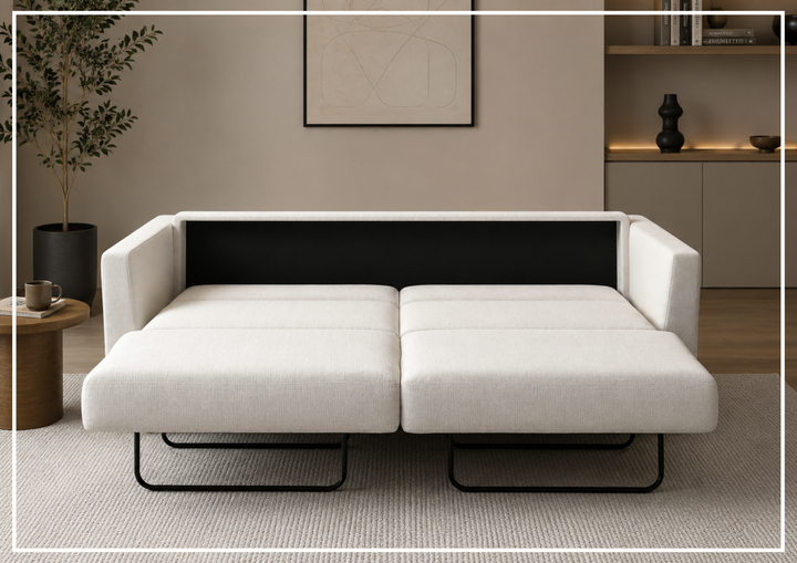Luonto Monika Fabric Sleeper Sofa With Wood or Chrome Legs