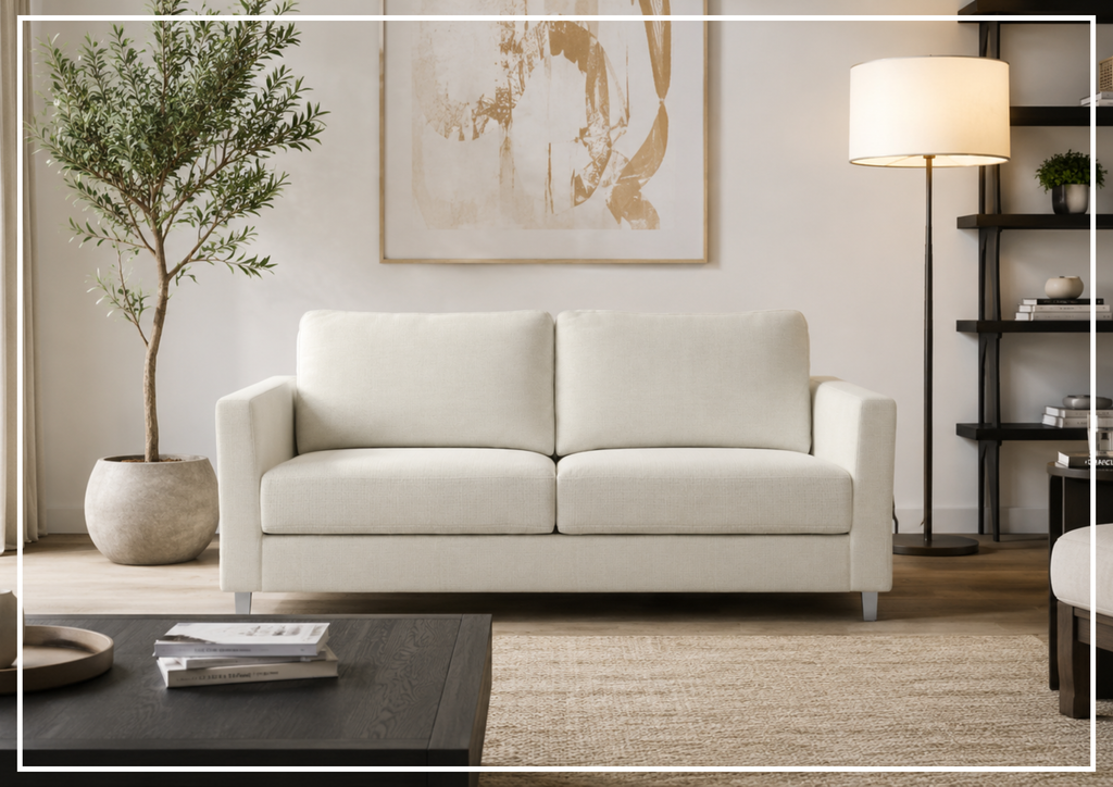 Luonto Monika Fabric Queen Sleeper Sofa With Wood or Chrome Legs