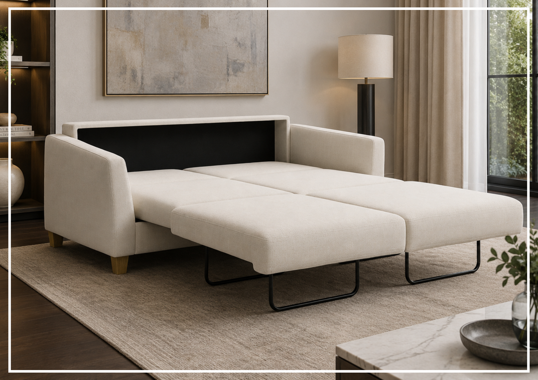 Luonto Monika Fabric Sleeper Sofa With Wood or Chrome Legs