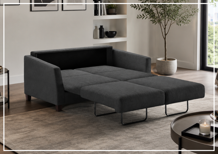 Luonto Monika Fabric Sleeper Sofa With Wood or Chrome Legs