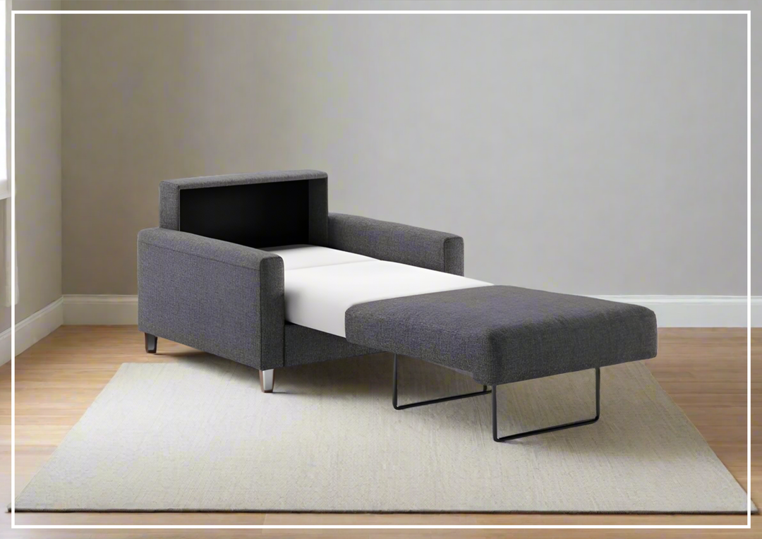 Luonto Nico Fabric Sleeper Sofa in All Sizes With Walnut or Chrome Leg Finish-SOFABED