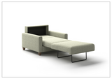 Luonto Nico Fabric Sleeper Chair Sofa With Nest Mechanism and Walnut or Chrome Leg option
