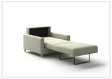 Luonto Nico Fabric Sleeper Chair Sofa With Nest Mechanism and Walnut or Chrome Leg option