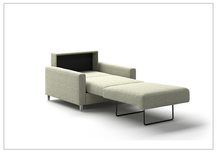 Luonto Nico Fabric Sleeper Chair Sofa With Nest Mechanism and Walnut or Chrome Leg option