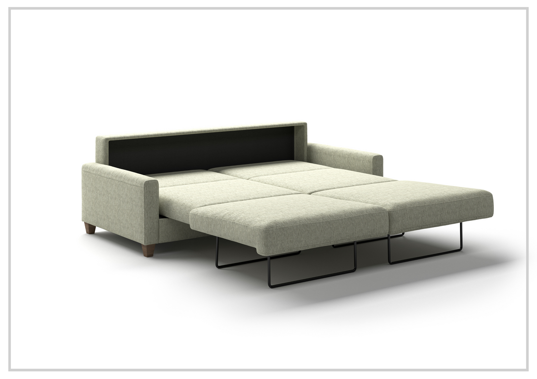 Luonto Nico Fabric King Sleeper Sofa With Nest Mechanism and chrome or wood legs