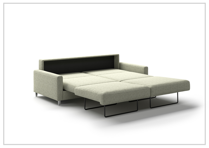 Luonto Nico Fabric King Sleeper Sofa With Nest Mechanism and chrome or wood legs