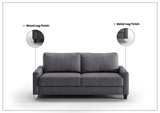 Luonto Nico Fabric Sleeper Sofa in All Sizes With Walnut or Chrome Leg Finish