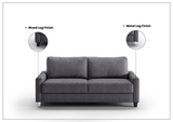 Luonto Nico Fabric Queen Sleeper Sofa With Nest Function and Walnut or Chrome Leg Finish