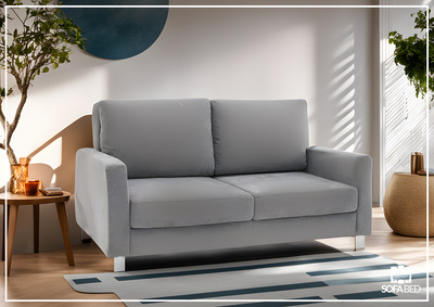 Nova Queen Fabric Sleeper Sofa With Wood and Chrome Legs -sofabed