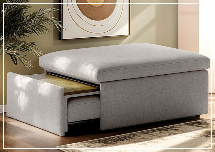 Luonto Otto Cot Size Sleeper Ottoman With Drawer Function-SOFABED