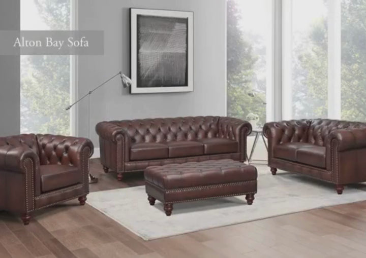 Hydeline Alton Bay Premium Leather Tufted Chair with Nailhead Trim