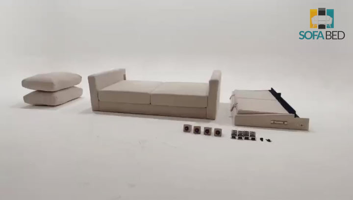 Nova Queen Fabric Sleeper Sofa With Wood and Chrome Legs