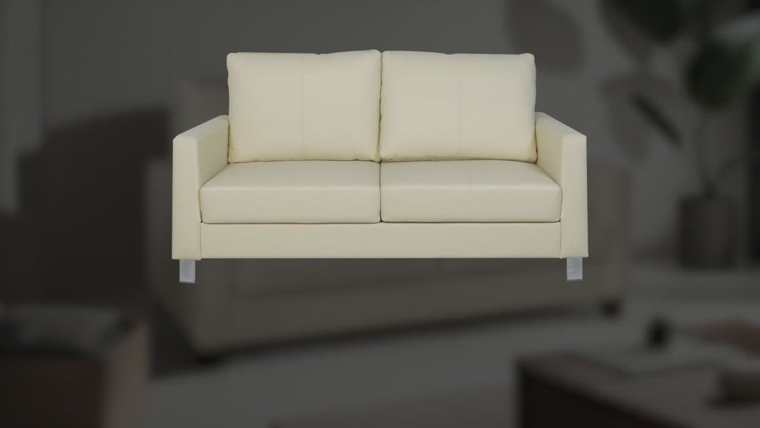 Gio Italia Nova Queen Leather Sleeper Sofa With Wood and Chrome Legs