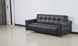 Klaussner Brantley Black Faux Leather Queen Sleeper Sofa with Padded Track Arms
