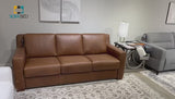Kathy Ireland Alaves 3-Seater Brown Leather Sleeper Sofa (Queen Size)