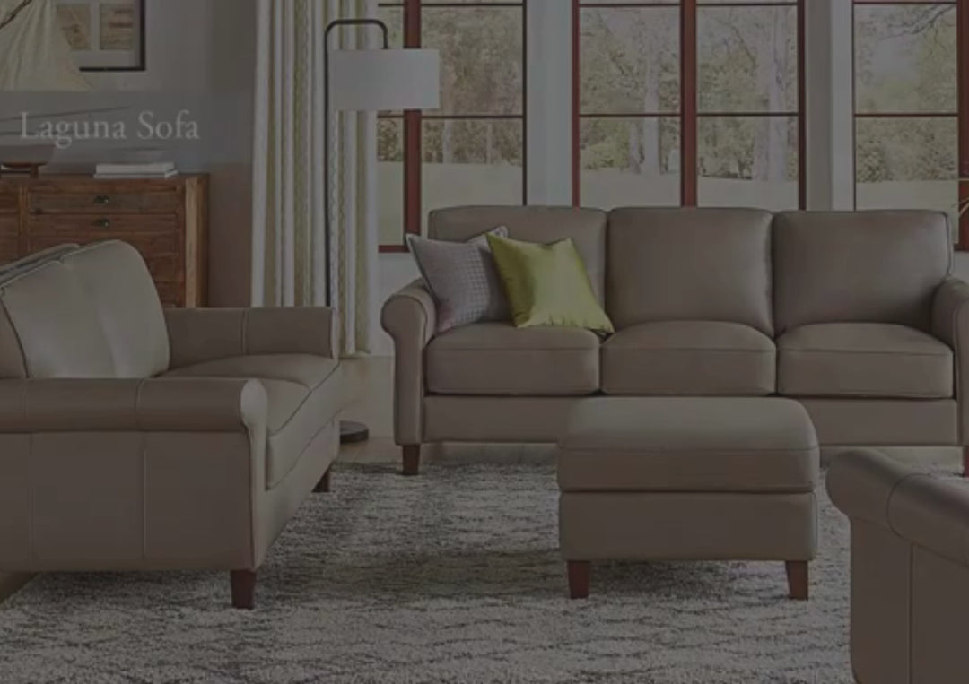 Hydeline Laguna Taupe Brown Leather 3-Seater Sofa with Rolled Arms