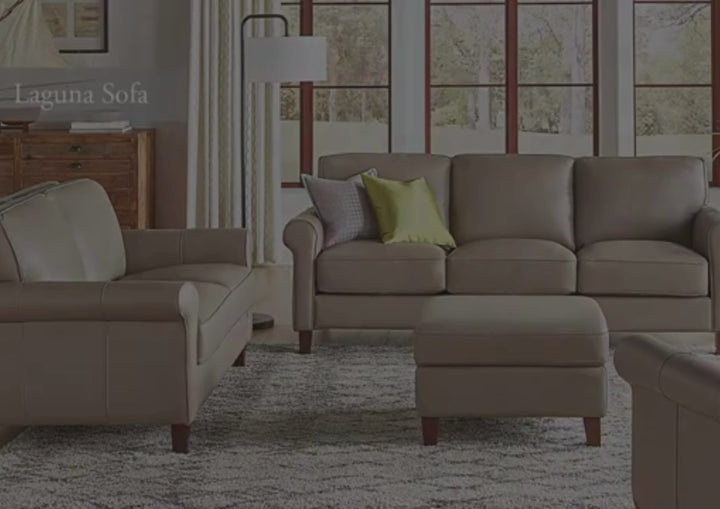 Hydeline Laguna Taupe Brown Leather 3-Seater Sofa with Rolled Arms