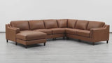 Hydeline Bella Brown Leather U-Shaped Sectional Sofa with Reversible Chaise