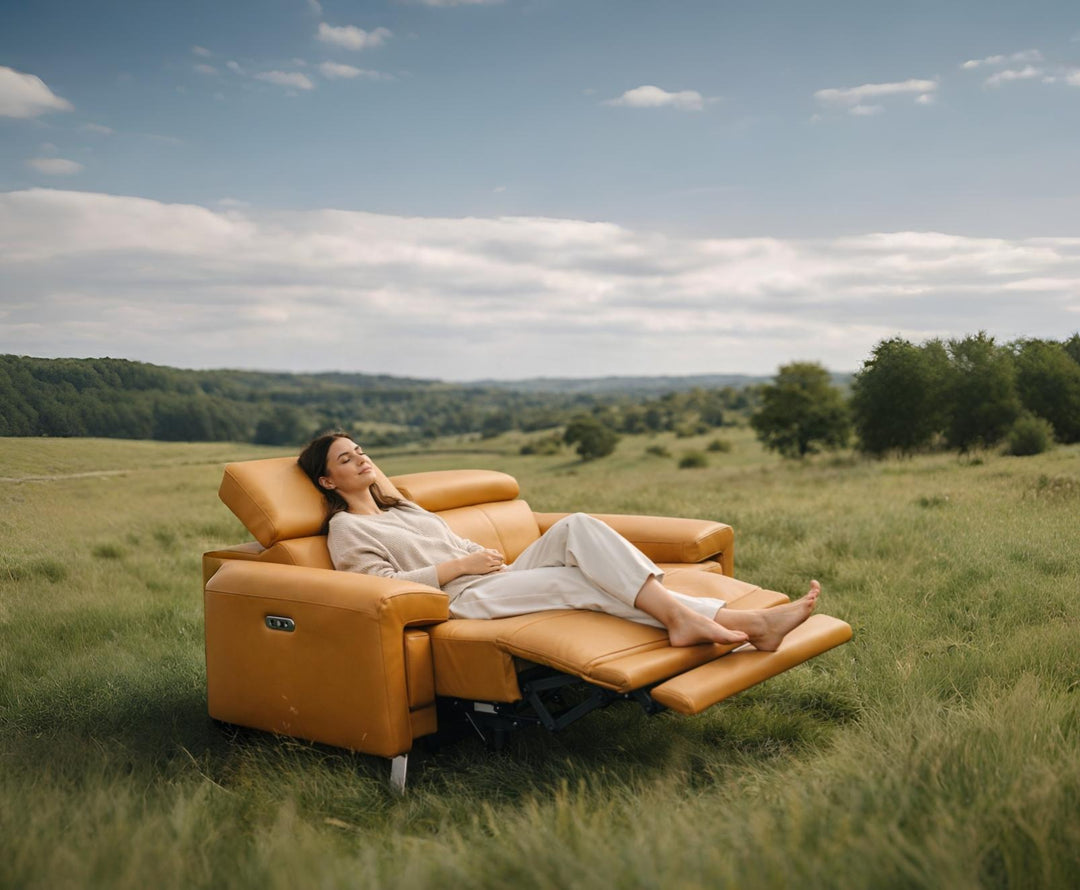 Klaussner Aura Leather Sofa and Loveseat Power Recliner