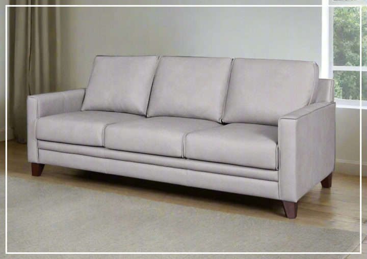 Gio Italia Home Samson Leather 3-Seater Sofa In Gray-SOFABED