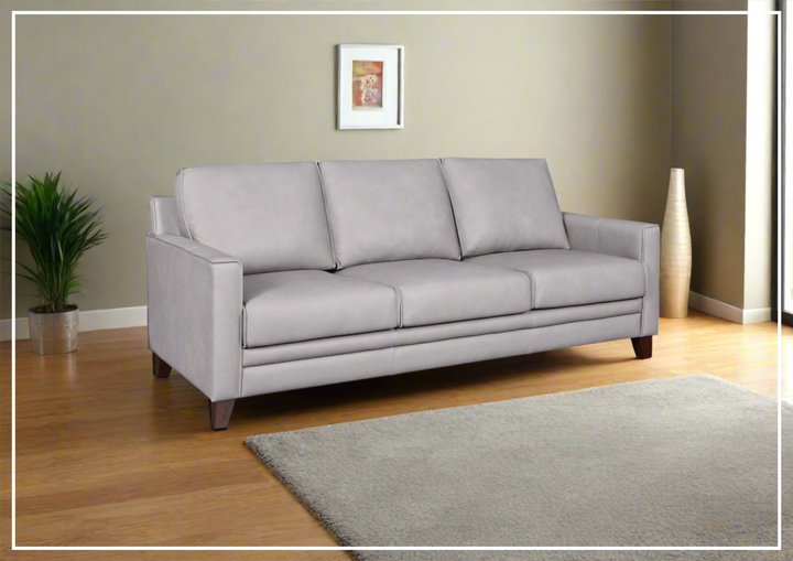 Gio Italia Home Samson Leather 3-Seater Sofa In Gray-SOFABED